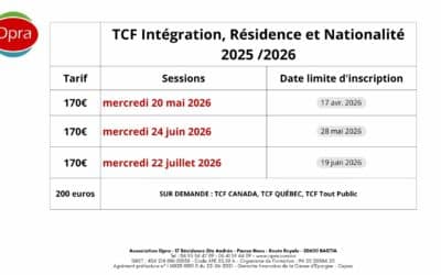 Nouvelles session TCF 2026