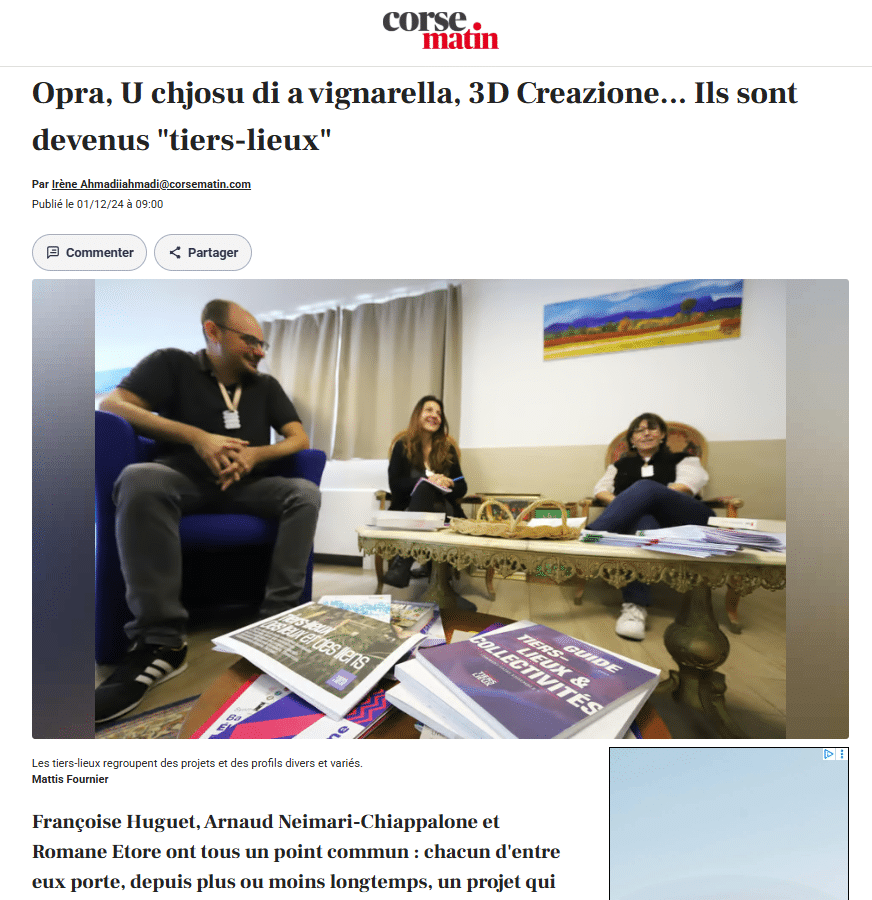 Opra, U chjosu di a vignarella, 3D Creazione… Ils sont devenus « tiers-lieux »